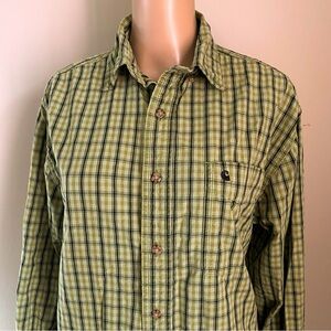 Carhartt Checkered Plaid Green Button Down Shirt, men’s medium
